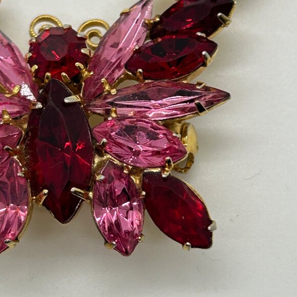 Vintage Juliana Butterfly Brooch Pink Fuchsia Rhinestone Pin Retro Gold Tone 762 - Picture 15 of 16